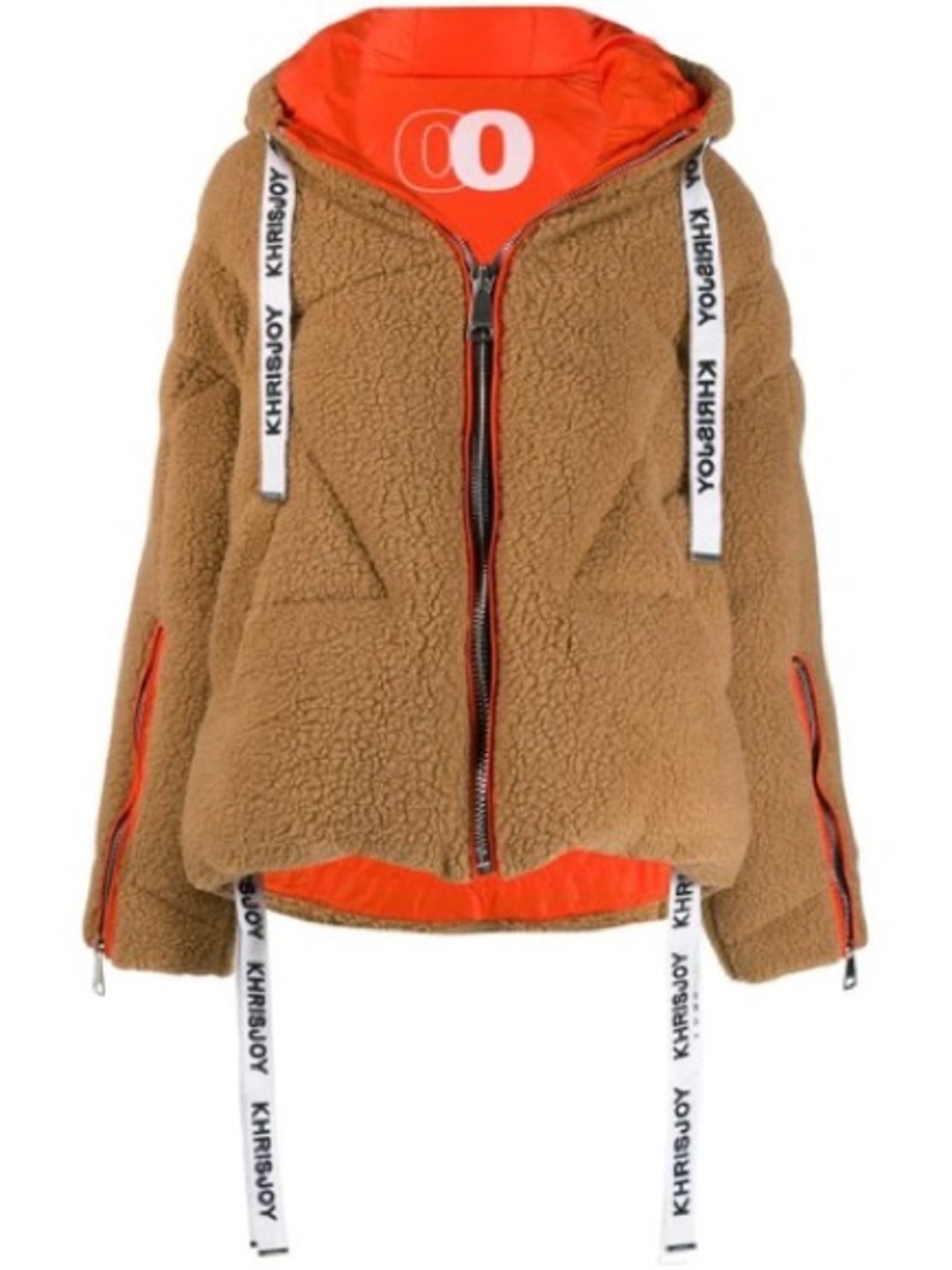 Khrisjoy Teddy Puffer Jacket in Camel & Orange